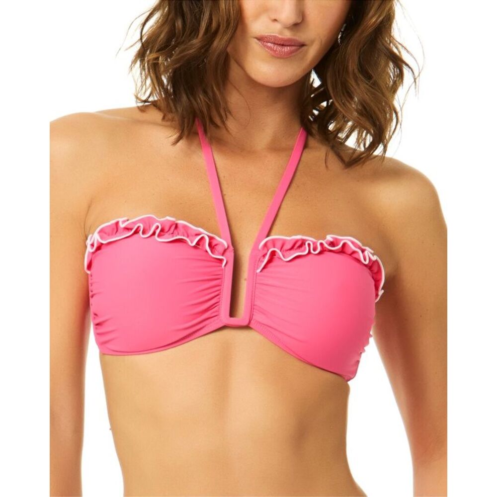 Cece Womens  Contrast Ruffle Halter Top, Pink